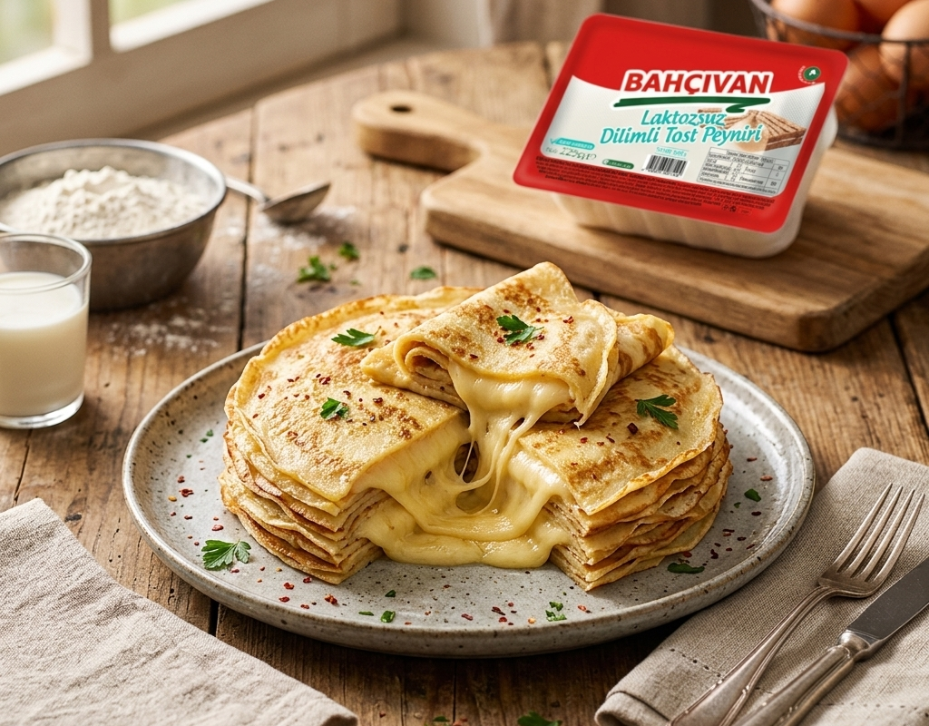 Laktozsuz Dilimli Tost Peynirli Krep Tarifi