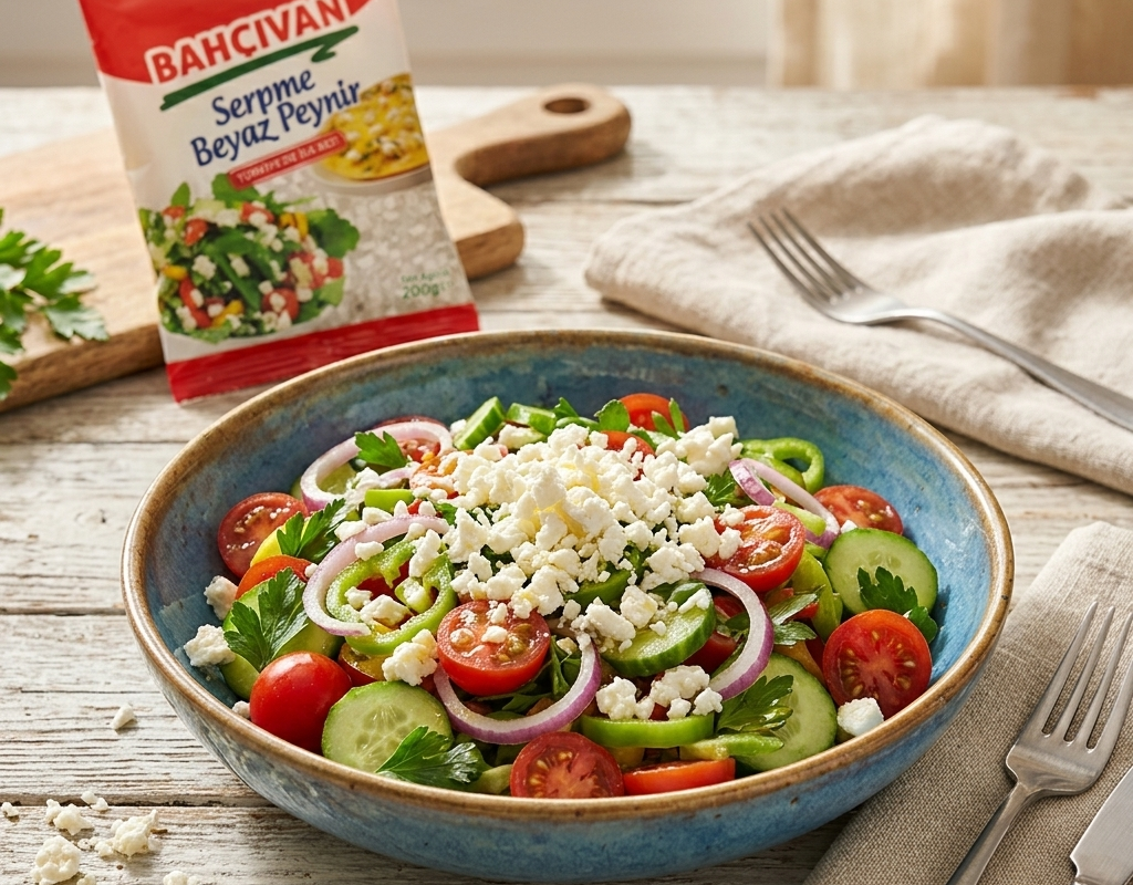 Serpme Beyaz Peynirli Salata Tarifi
