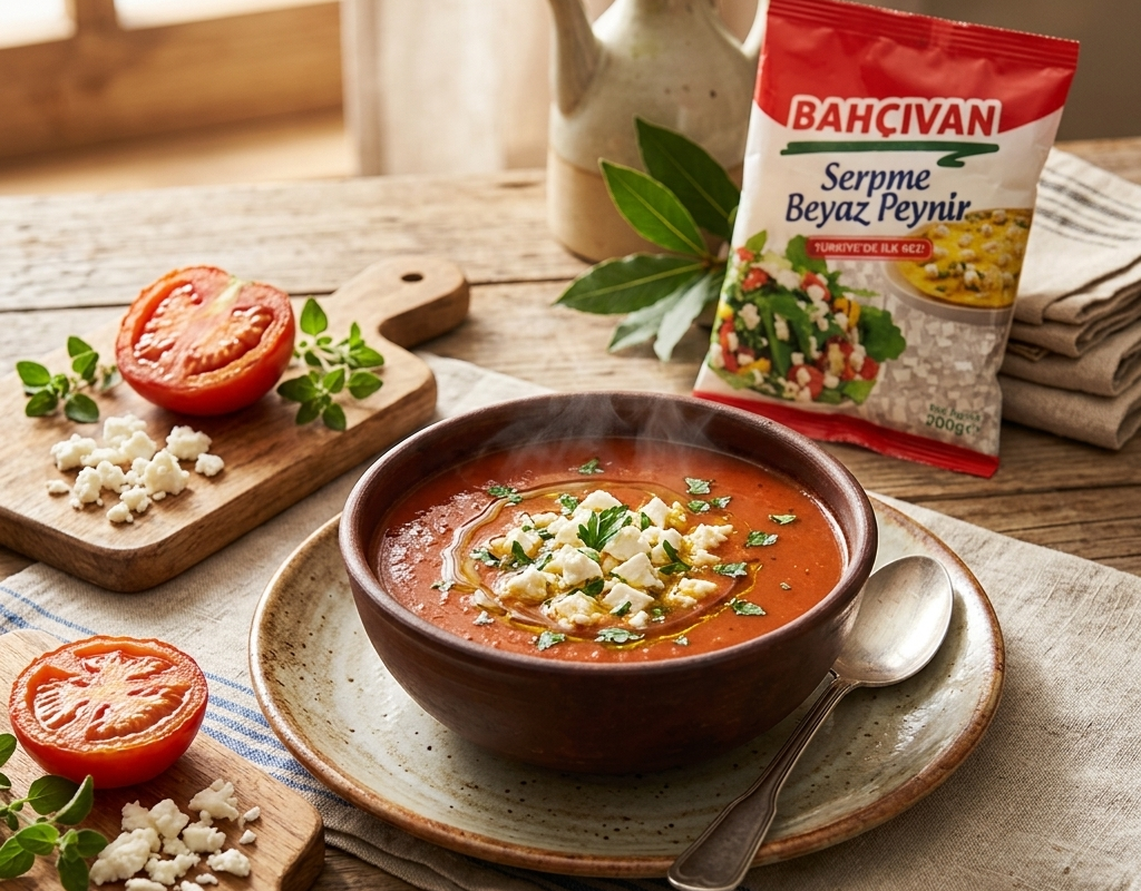 Serpme Beyaz Peynirli Domates Çorbası