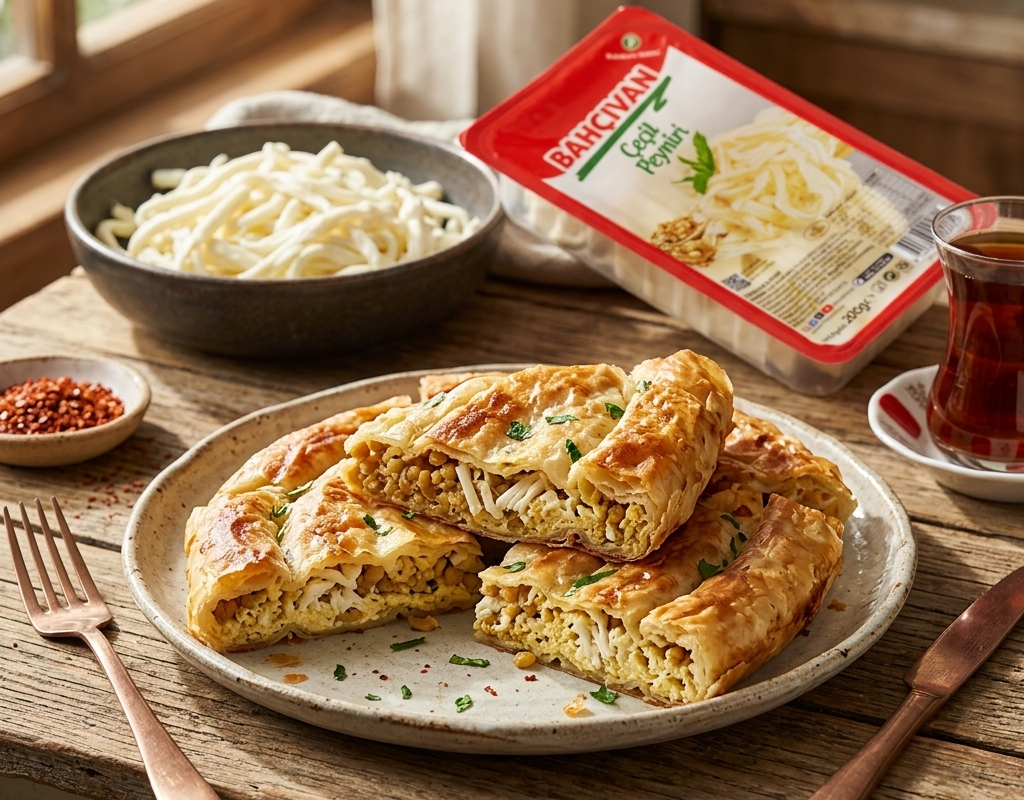 Çeçil Peynirli Yüksek Proteinli Vejetaryen Börek Tarifi
