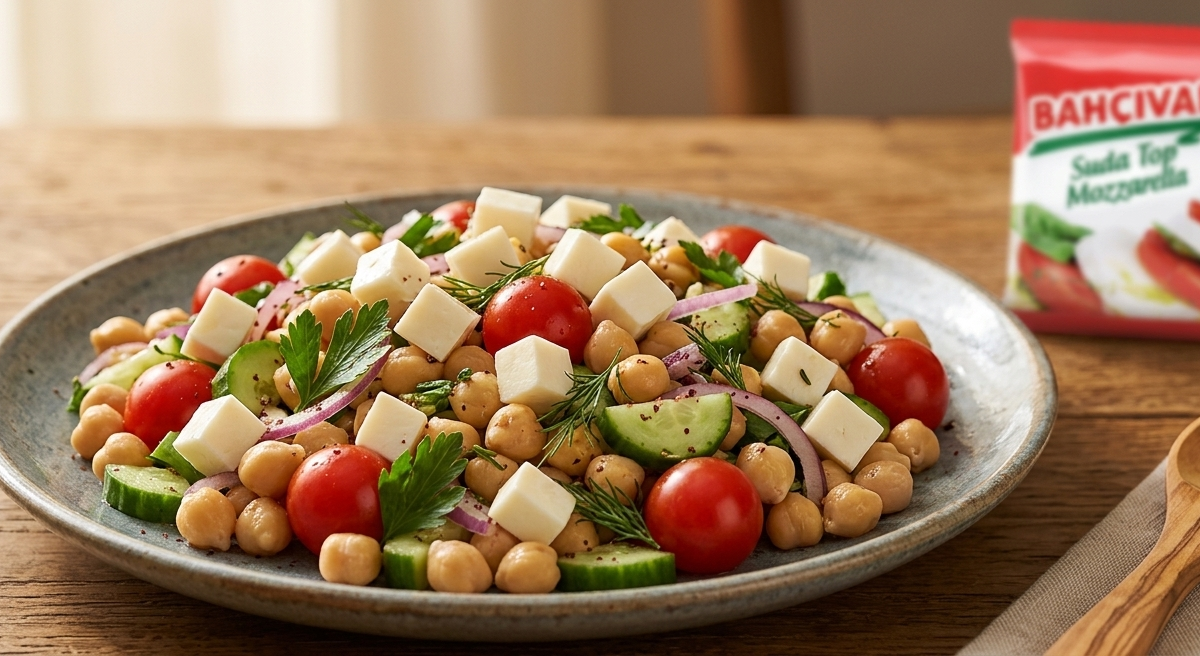 Suda Top Mozzarellalı Yazlık Nohut Salatası Tarifi
