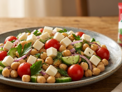 Suda Top Mozzarellalı Yazlık Nohut Salatası Tarifi